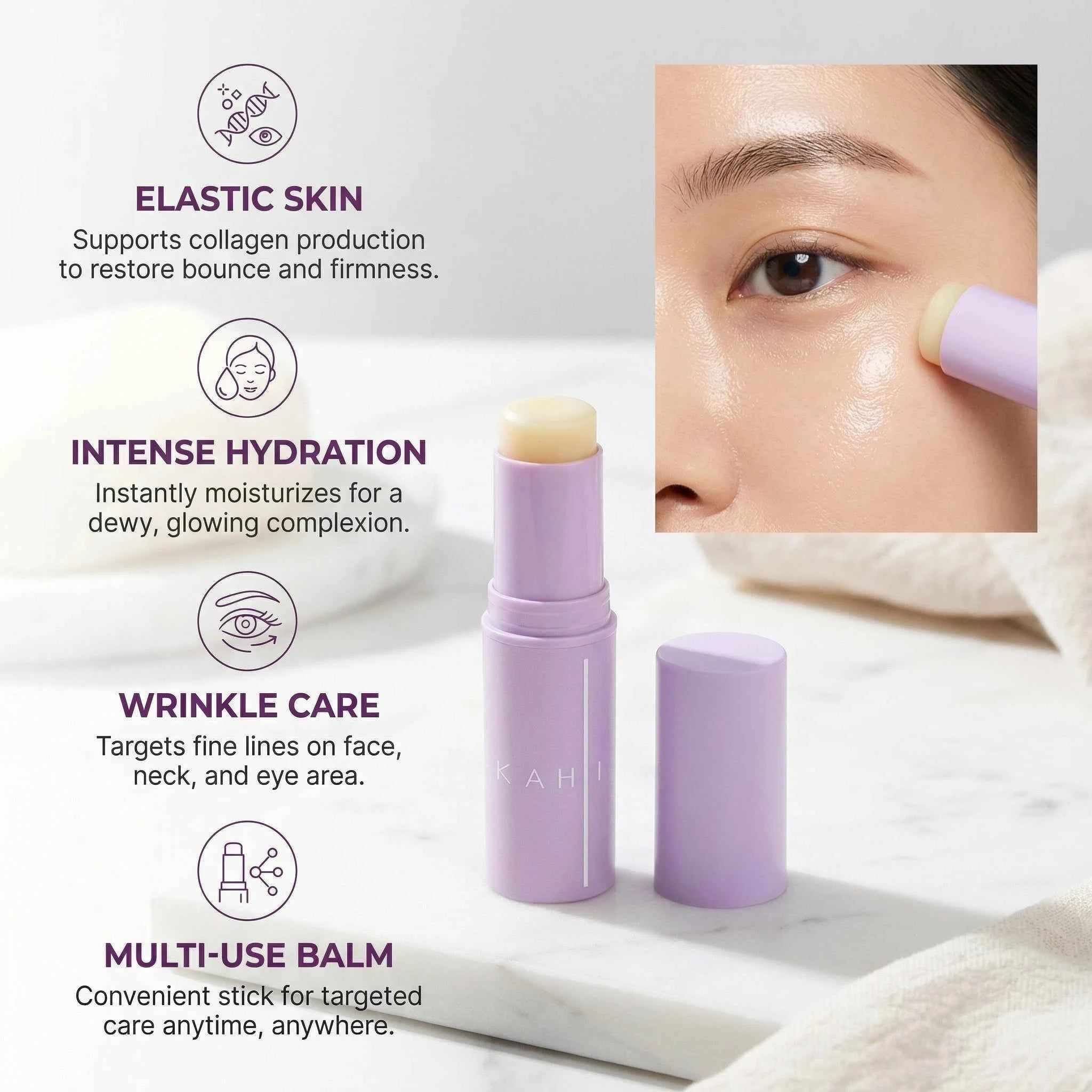 Image of KAHI Augenbalsam-Stift Acetyl Hexapeptid 8 gegen Augenringe Faltenreduktion Schwellungen Pflege Metallkopf-Massage Koreanische Hautpflege