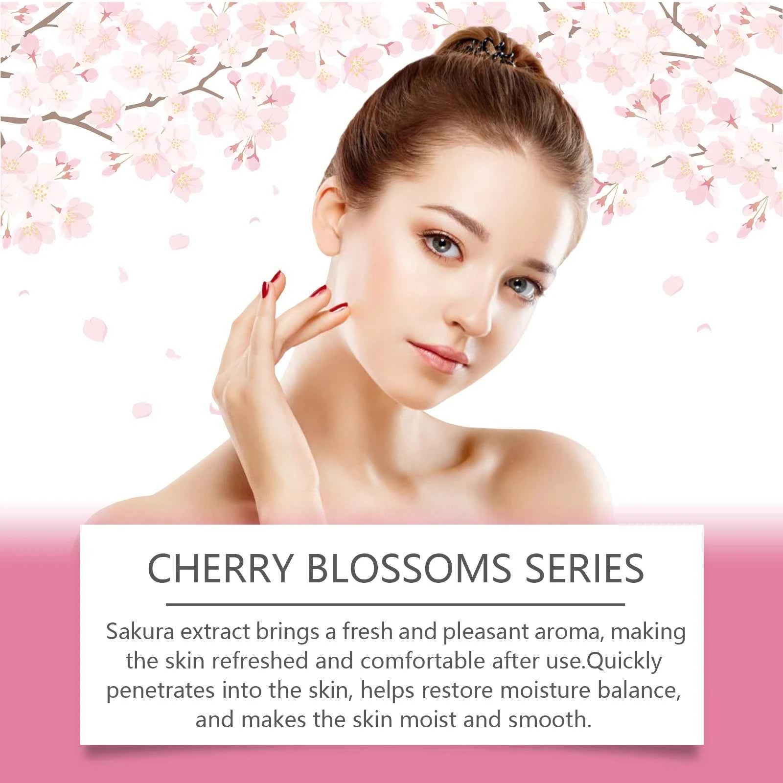 Image of Sakura Hautpflege-Set, Feuchtigkeitscreme, Gesichtscreme, Serum, Toner, Gesichtsreiniger, Augencreme, Anti-Falten, Aufhellung, Gesichtspflege-Set für Frauen