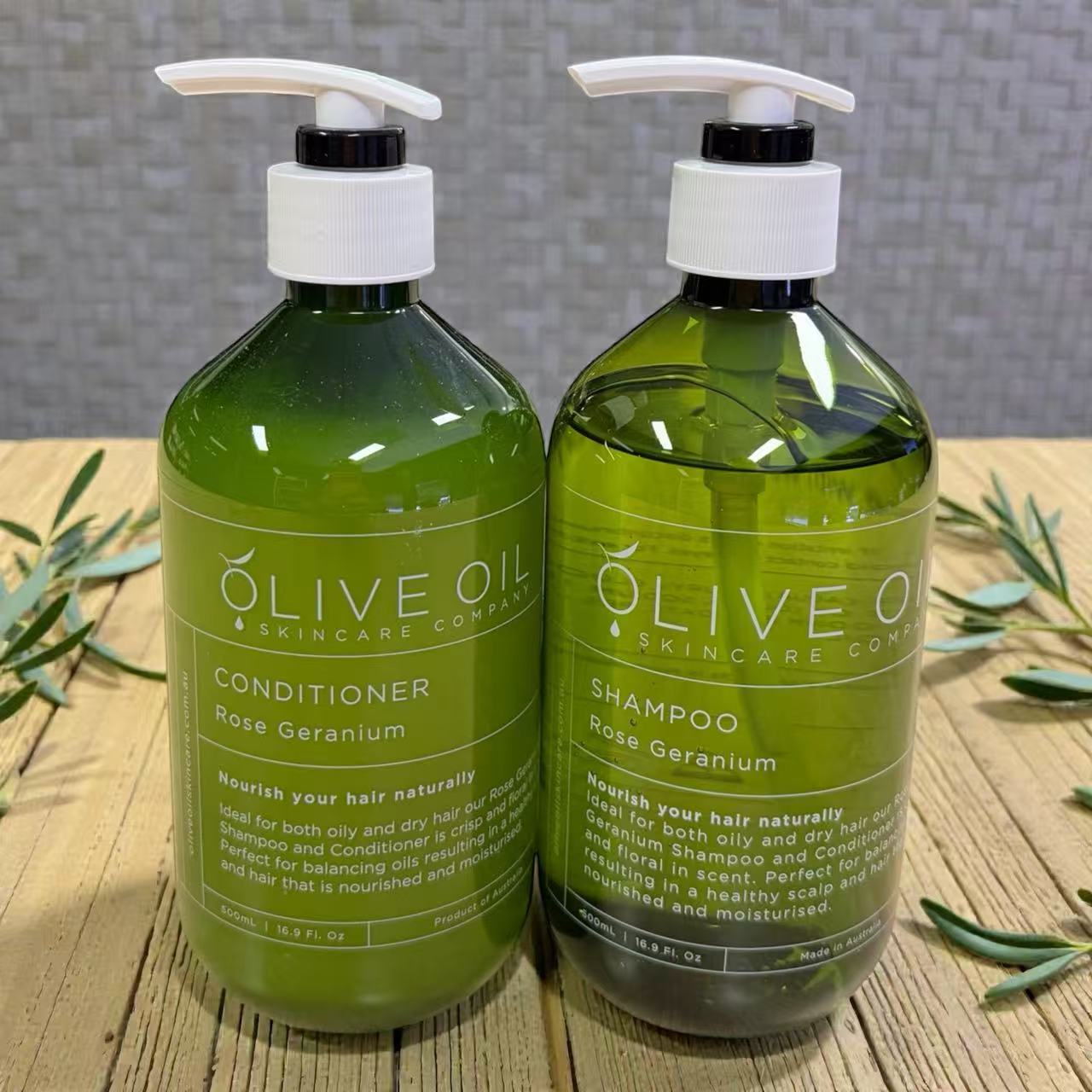 Image of Combined Rose Geranium Shampoo and Conditioner Pack: Great Dual Pack Savings.-1