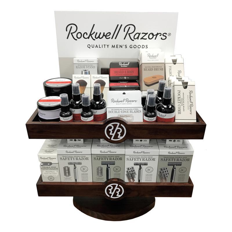 Image of Rockwell Razors Shave, Beard & Grooming Supplies in Two-level Wood Display-0