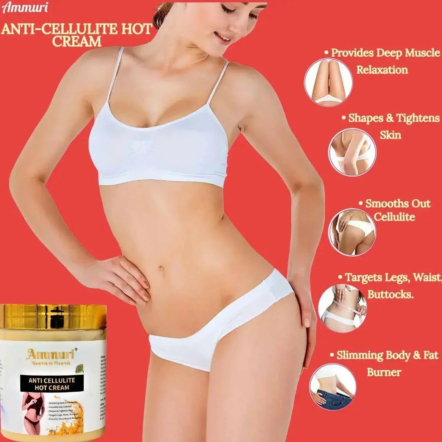 Image of Ammuri Toning & Firming Body Cream – Targets Appearance of Cellulite & Stretch Marks (250g)-4
