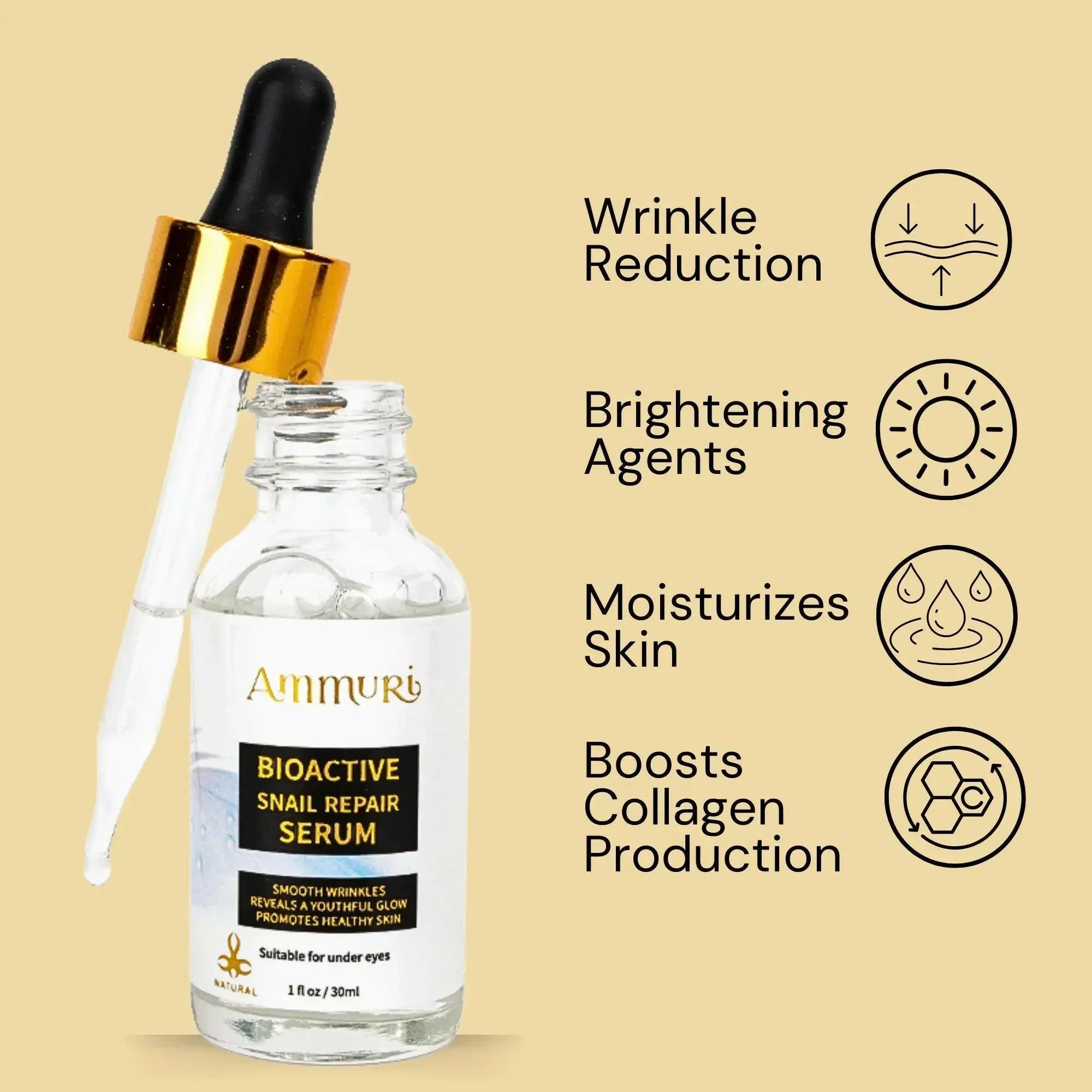Image of Ammuri Bioactive Snail Repair Serum | Anti-Aging Hydration with 87% Organic Ingredients – 30ml-2