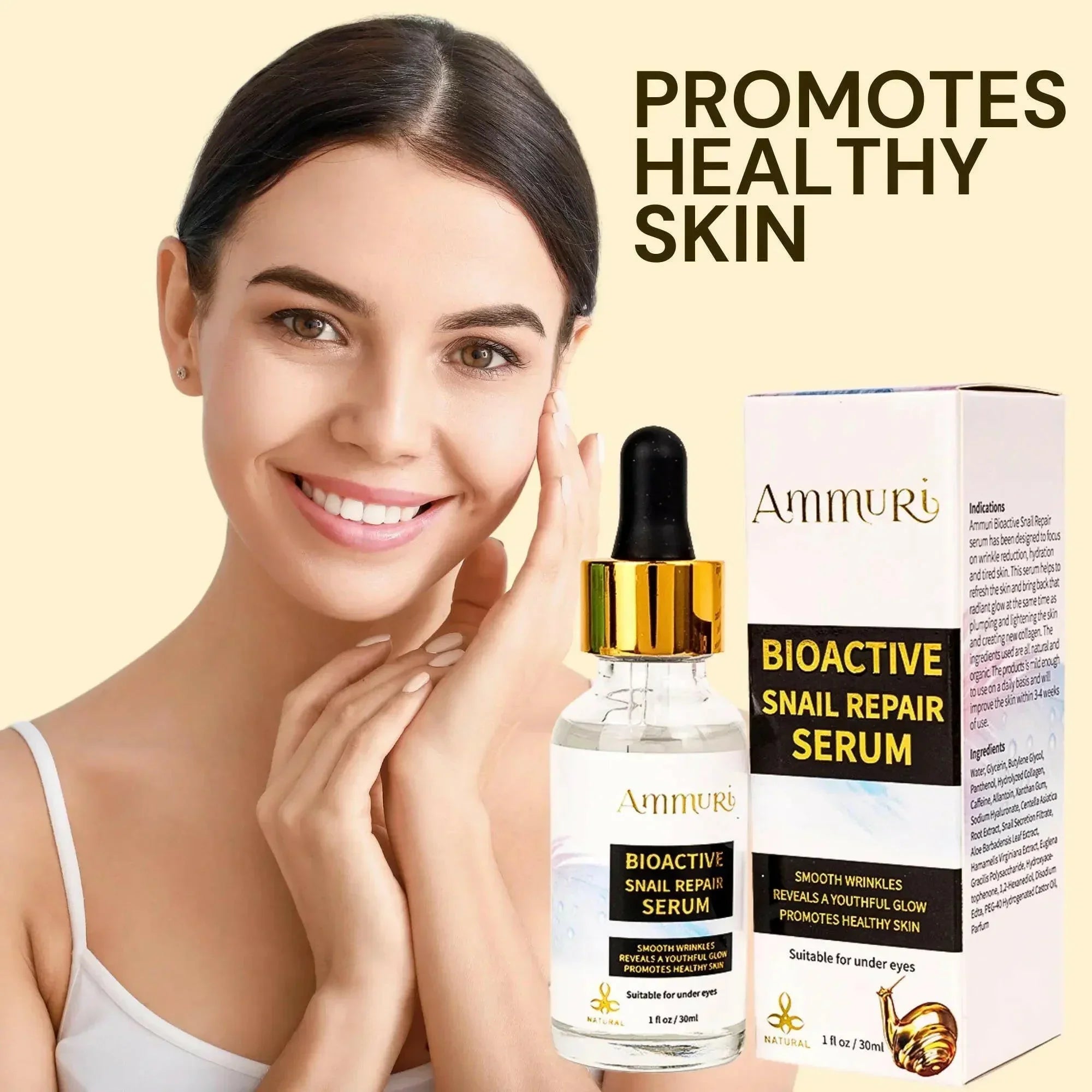 Image of Ammuri Bioactive Snail Repair Serum | Anti-Aging Hydration with 87% Organic Ingredients – 30ml-0