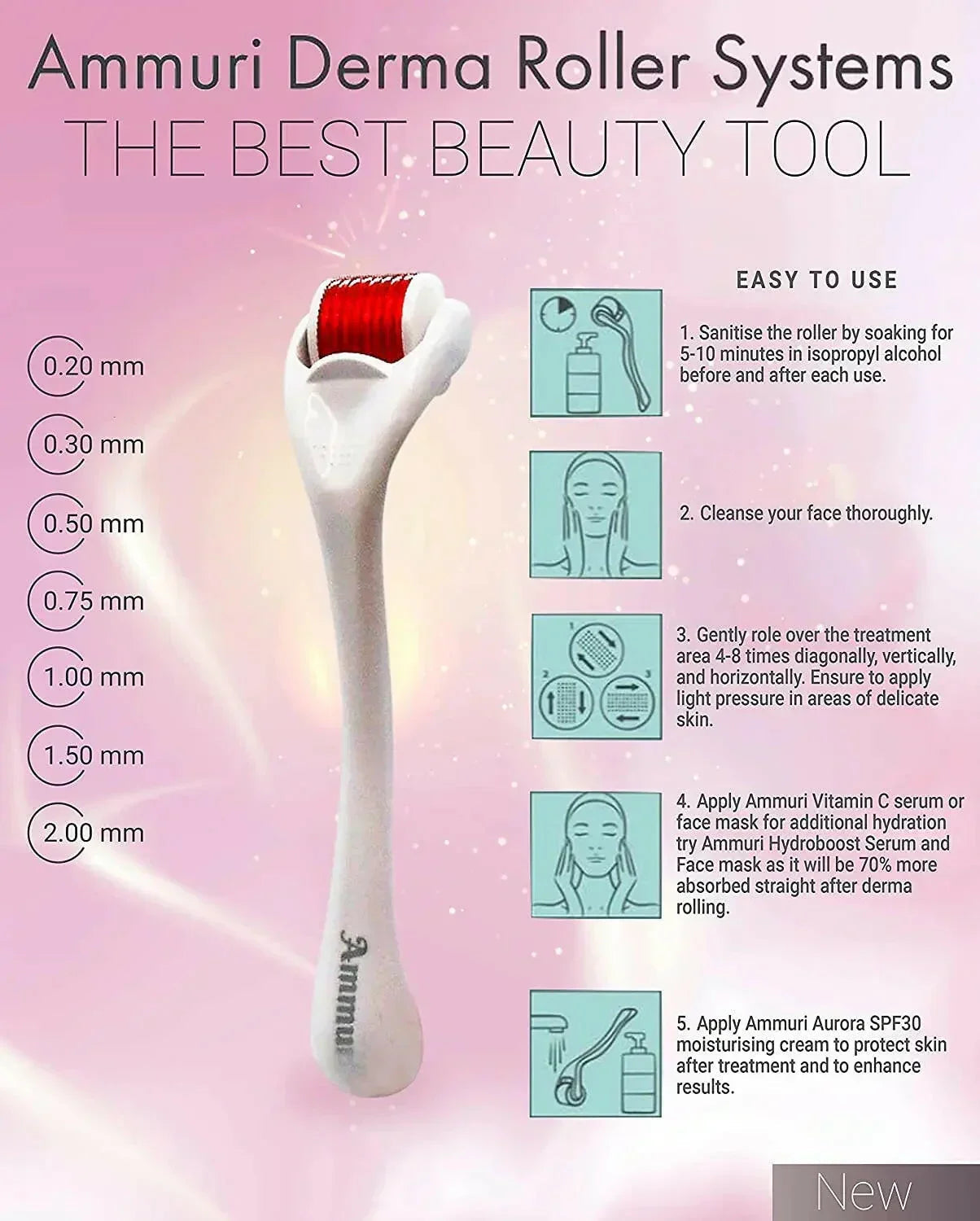 Image of Ammuri Derma Roller Titanium Skin Rejuvenation System-3