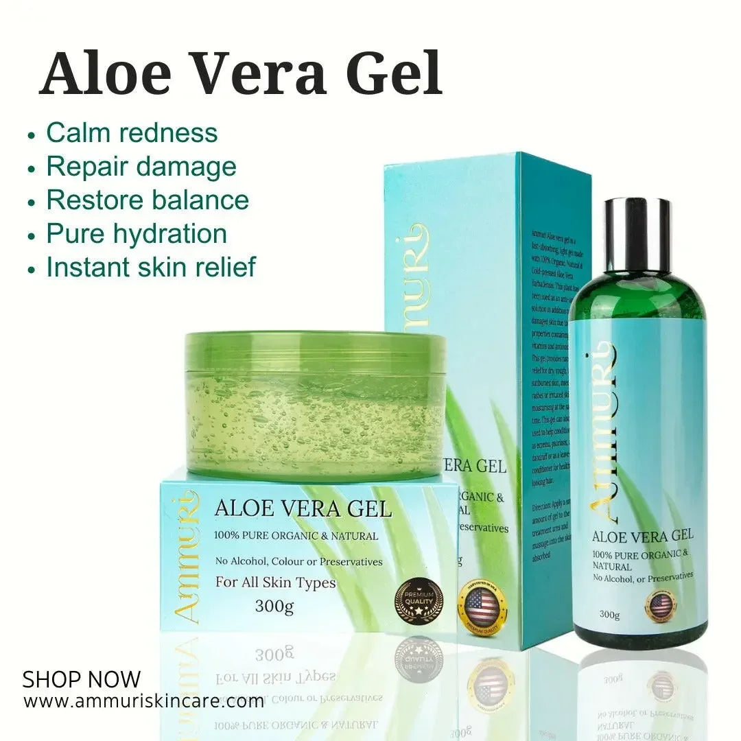 Image of Ammuri Organic Aloe Vera Gel Set – Pure Soothing Gel for Face, Hair & Body-0