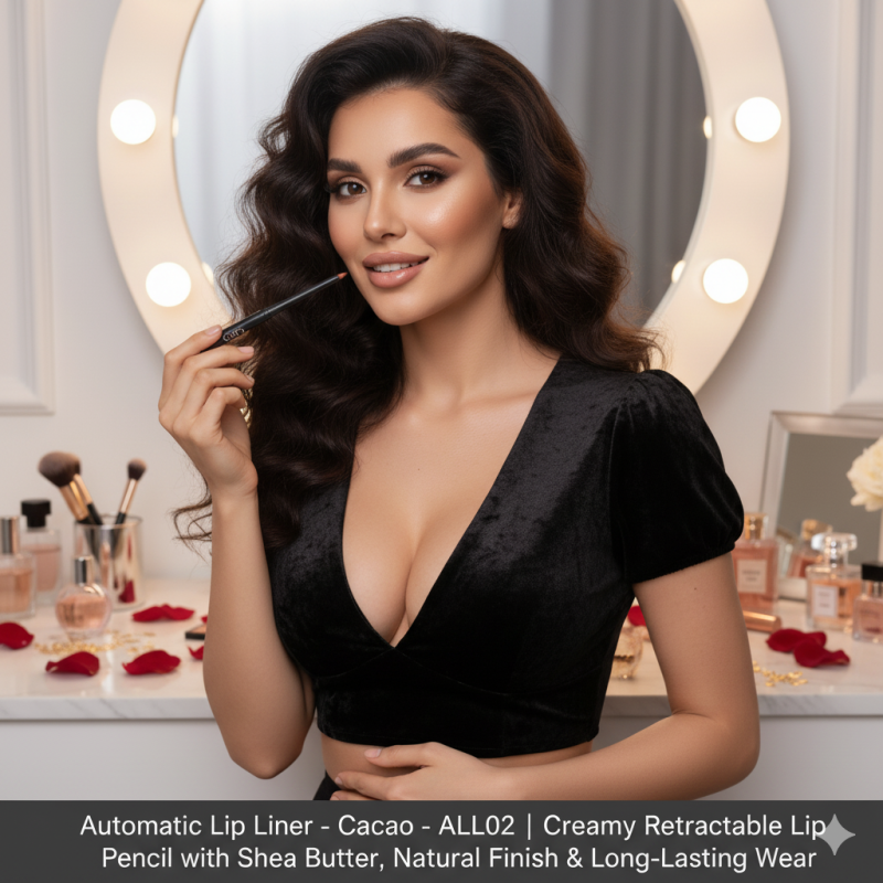 Image of Automatic Lip Liner – Cacao – ALL02 | Creamy Retractable Lip Pencil with Shea Butter, Natural Finish & Long-Lasting Wear