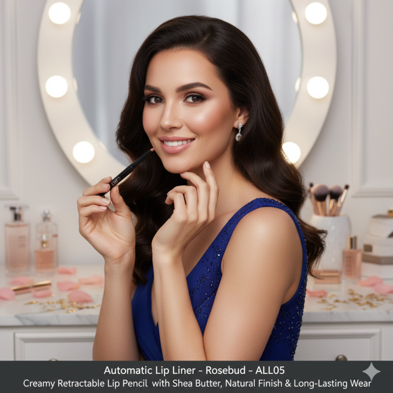 Image of Automatic Lip Liner – Rosebud – ALL05 | Creamy Retractable Lip Pencil with Shea Butter, Natural Finish & Long-Lasting Wear