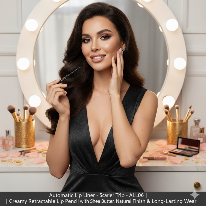 Image of Automatic Lip Liner – Scarlet – ALL06 | Creamy Retractable Lip Pencil with Shea Butter, Natural Finish & Long-Lasting Wear