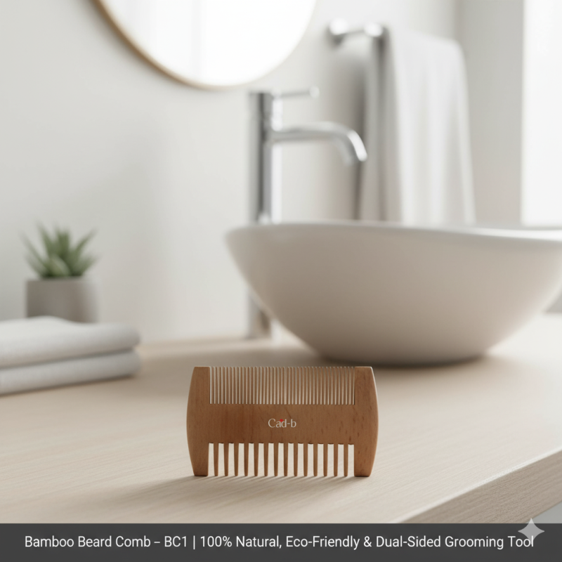 Image of Bamboo Beard Comb – BC1 | 100% Natural, Eco-Friendly & Dual-Sided Grooming Tool