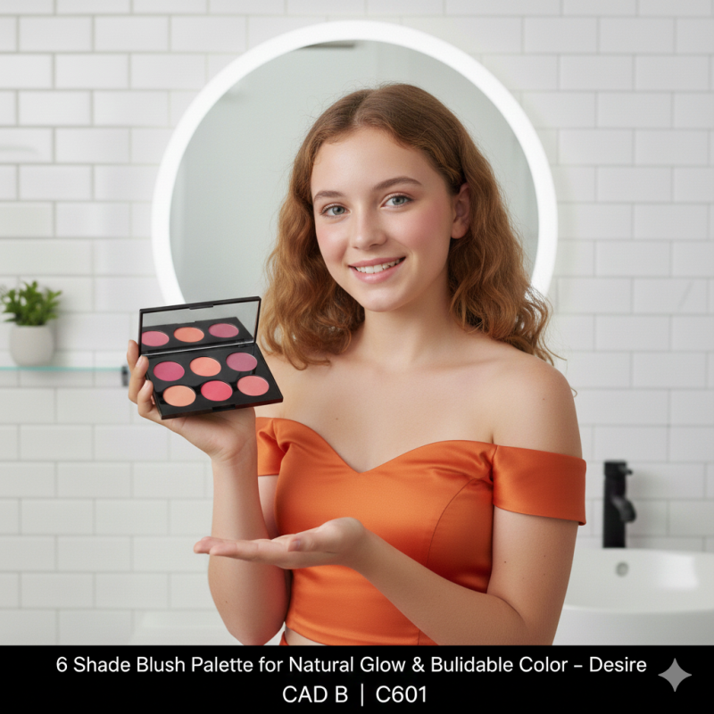 Image of 6 Shade Blush Palette for Natural Glow & Buildable Color – Desire | CAD B | C601