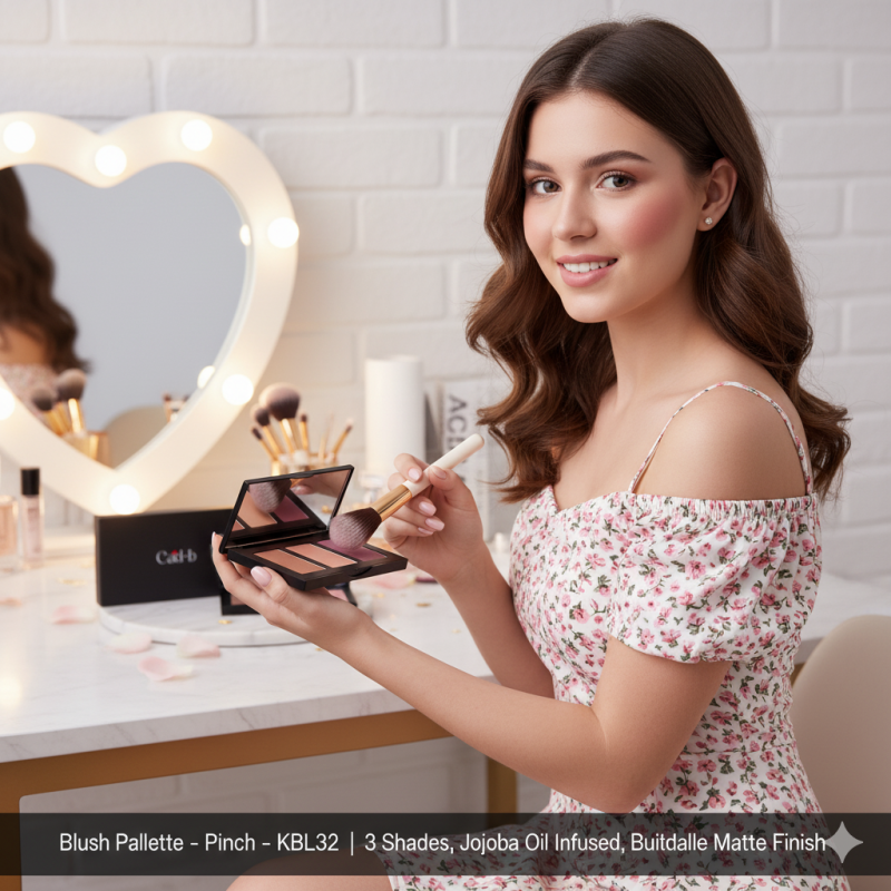 Image of Blush Palette – Pinch – KBL32 | 3 Shades, Jojoba Oil Infused, Buildable Matte Finish