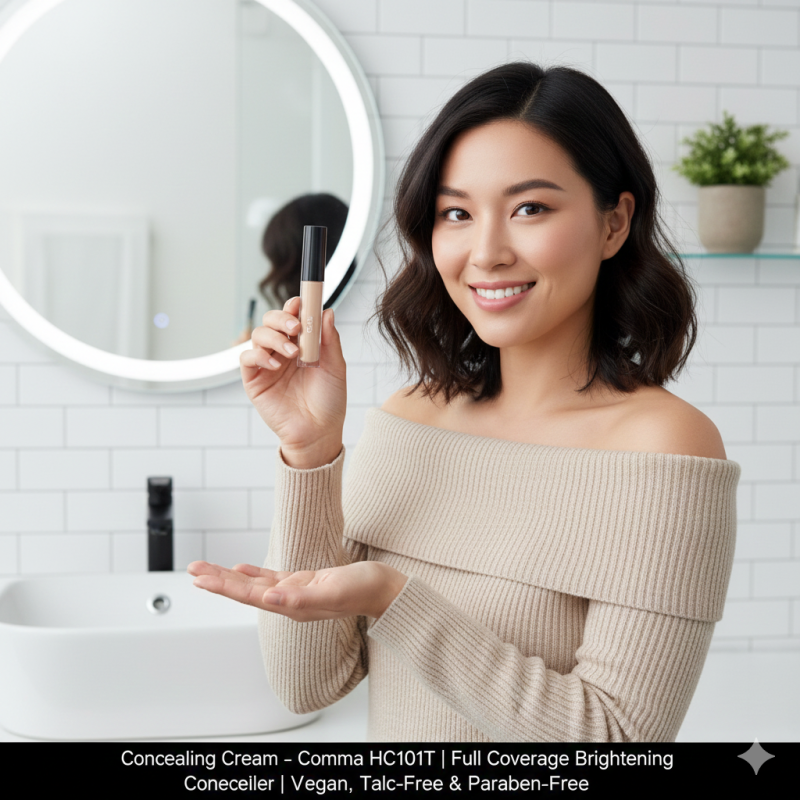 Image of Concealing Cream – Comma HC101T | Full Coverage Brightening Concealer | Vegan, Talc-Free & Paraben-Free