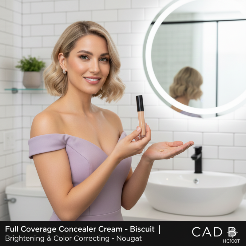 Image of Full Coverage Concealer Cream – Brightening & Color Correcting – Nougat | CAD B | HC100T