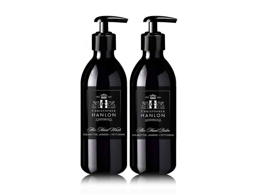 Image of CHRISTOPHER HANLON Vetiver Wurzel Bergamotte Handpflege Set | 2x Handwaschmittel und Handbalsam mit Sheabutter