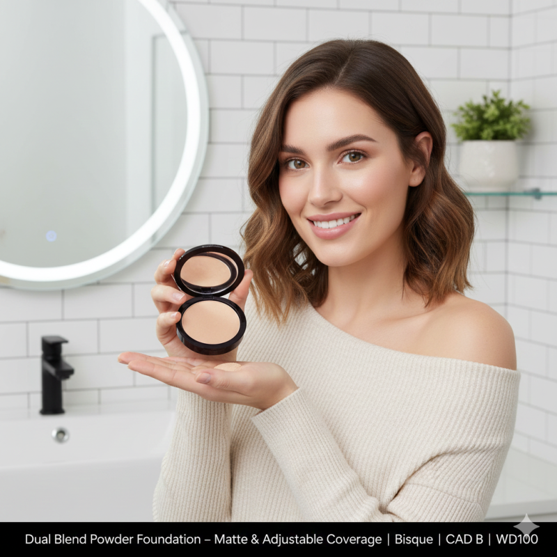Image of Dual Blend Powder Foundation – Matte & Adjustable Coverage | Bisque | CAD B | WD100