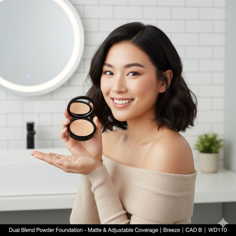 Image of Dual Blend Powder Foundation – Matte & Adjustable Coverage | Breeze | CAD B | WD110