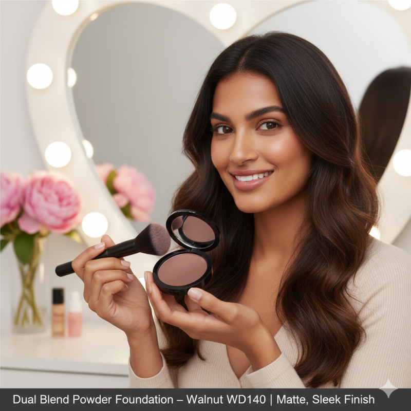 Image of Dual Blend Powder Foundation – Walnut WD140 | Matte, Sleek Finish