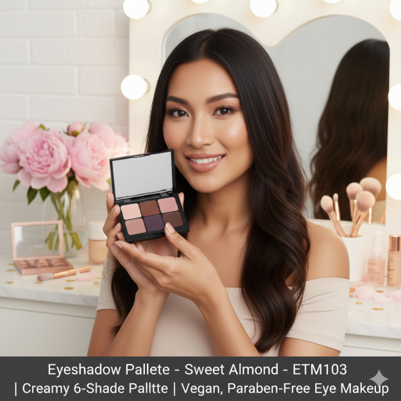Image of Eyeshadow Palette – Sweet Almond – ETM103 | Creamy 6-Shade Palette | Vegan, Paraben-Free Eye Makeup