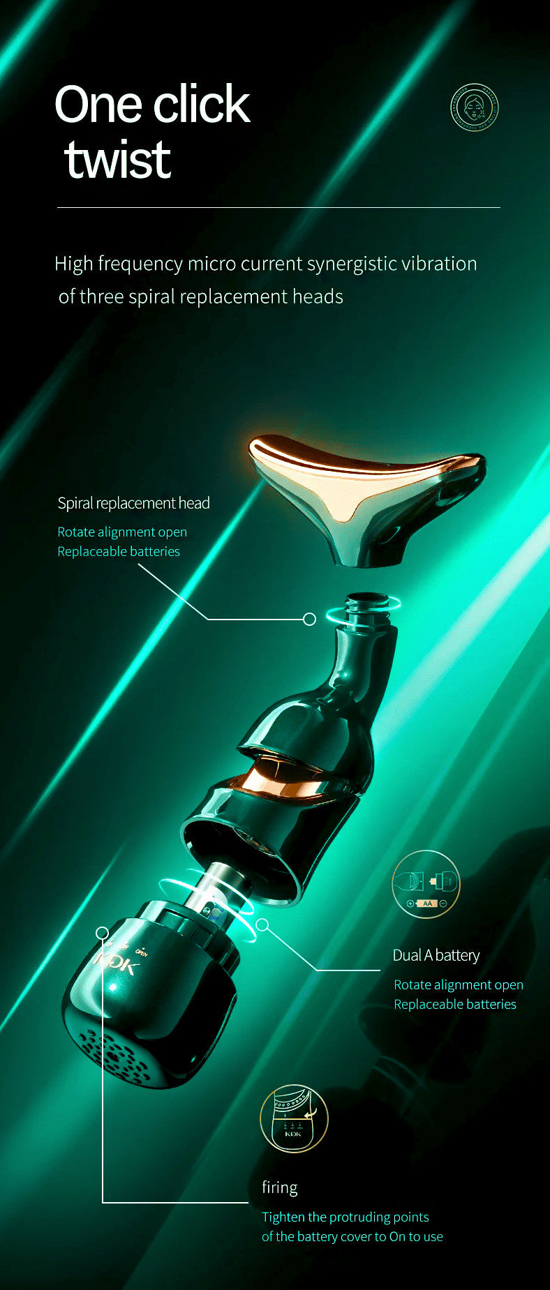 Image of DELPHY - Triple Head Facial Massager - High Vibration Lifting-11