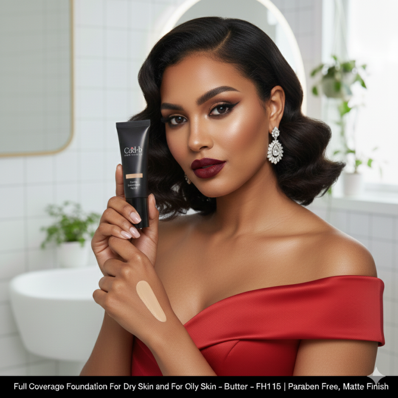 Image of Full Coverage Foundation For Dry Skin and For Oily Skin - Butter - FH113 | Paraben Free, Matte Finish