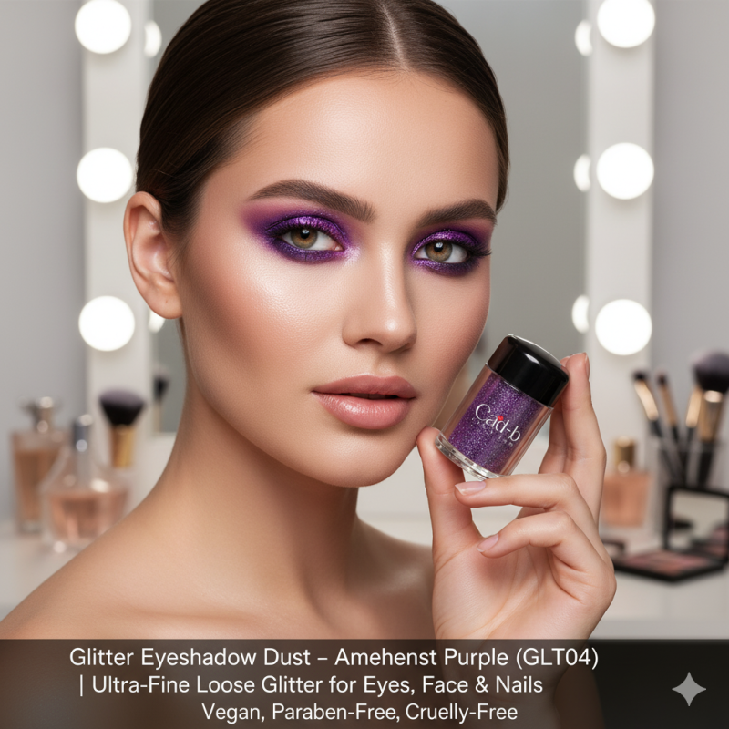 Image of Glitter Eyeshadow Dust – Amethyst Purple (GLT04) | Ultra-Fine Loose Glitter for Eyes, Face & Nails | Vegan, Paraben-Free, Cruelty-Free