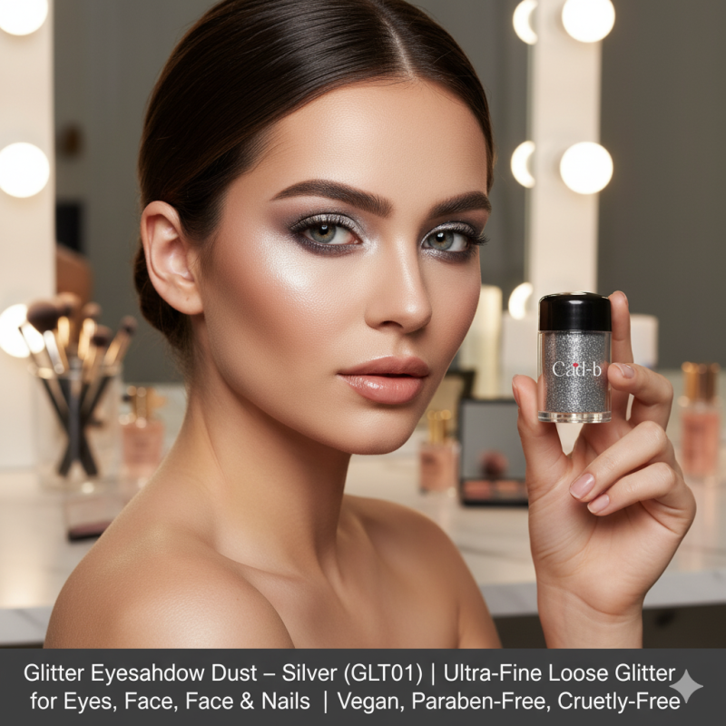 Image of Glitter Eyeshadow Dust – Silver (GLT01) | Ultra-Fine Loose Glitter for Eyes, Face & Nails | Vegan, Paraben-Free, Cruelty-Free