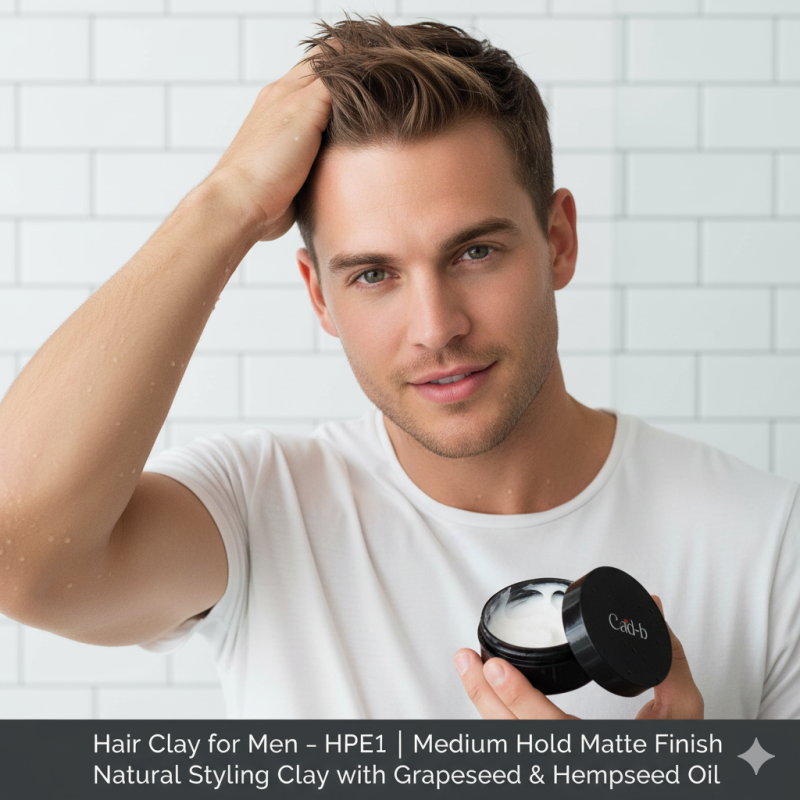 Image of Hair Clay for Men – Medium Hold Matte Finish | Natural Styling Clay with Grapeseed & Hempseed Oil – HPE1
