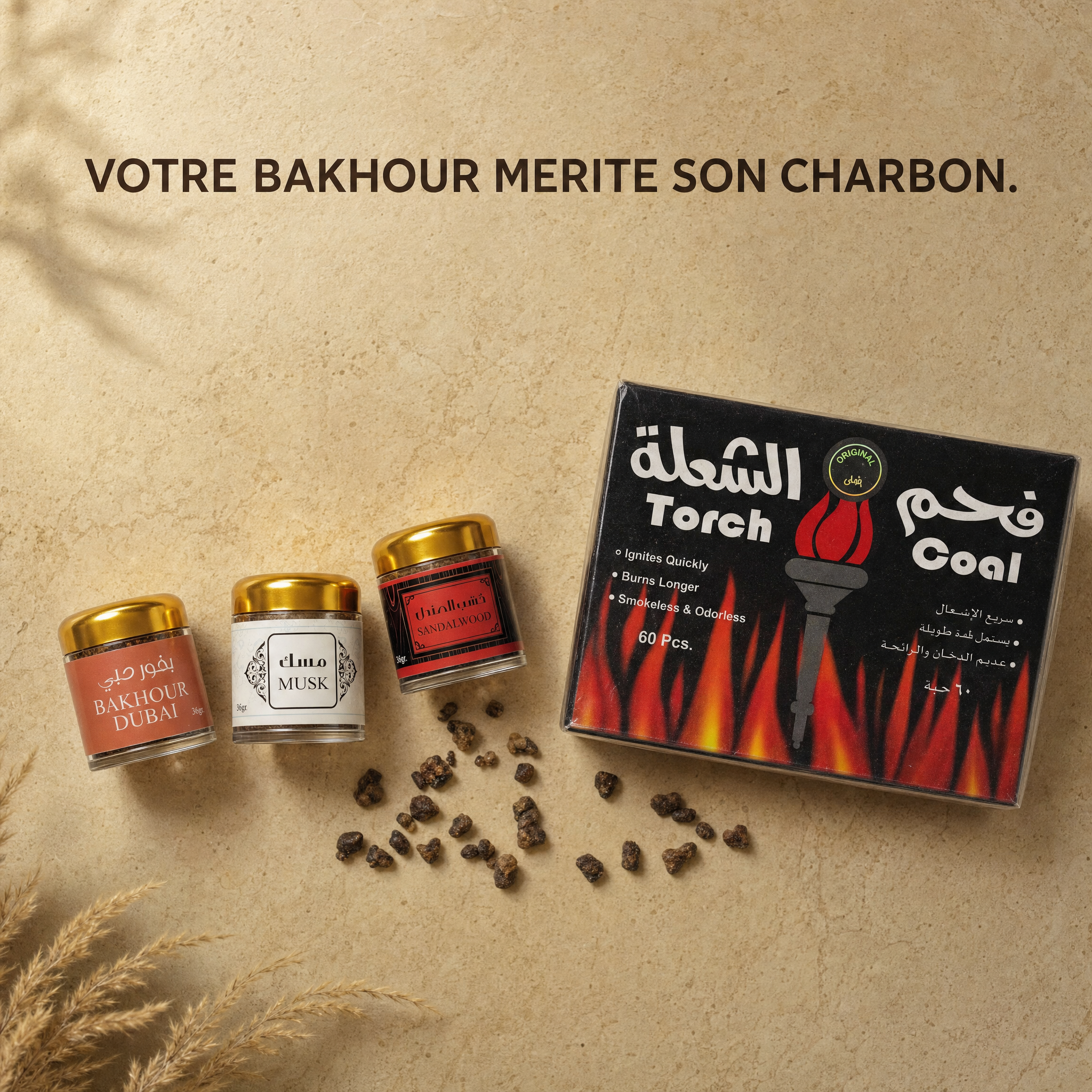 Image of Charbon pour Bakhour — 60 Pastilles à Allumage Rapide, Sans Fumée-4