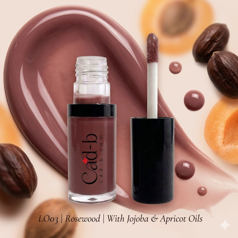 Image of Hydrating Lip Oil - Rosewood | Jojoba & Apricot Lip Oil for Glossy Hydrated Lips | LO03 | CAD B