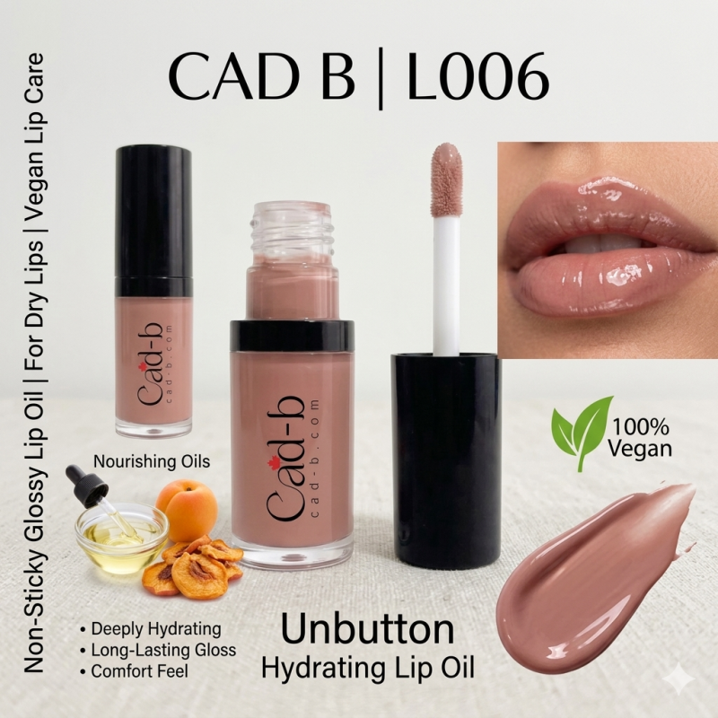 Image of Hydrating Lip Oil - Unbutton | Non-Sticky Glossy Lip Oil for Dry Lips | Vegan Lip Care | LO06 | CAD B