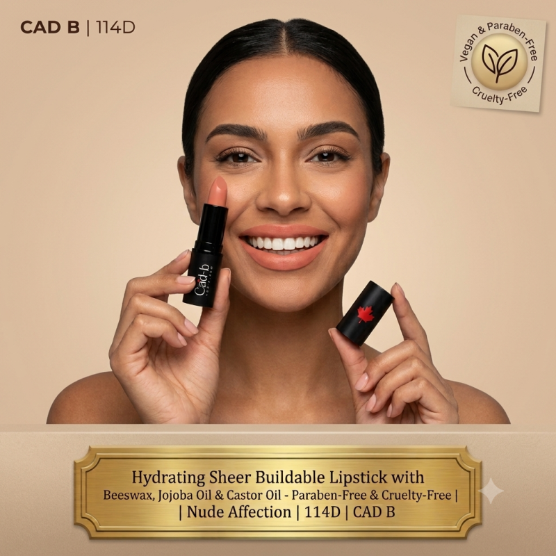 Image of Hydrating Sheer Buildable Lipstick with Beeswax, Jojoba Oil & Castor Oil - Paraben-Free & Cruelty-Free | Red Audacity | 271C | CAD B