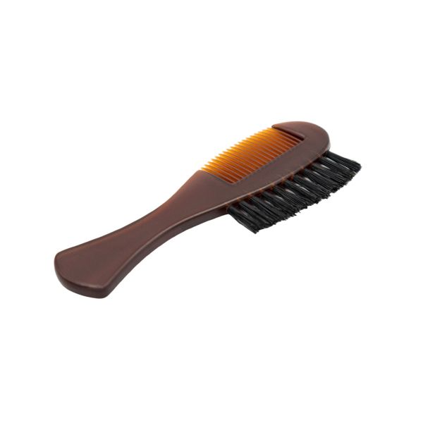 Image of DV-10361 Beard Comb + Brush, Combs, brown acrylic and boar bristles-2