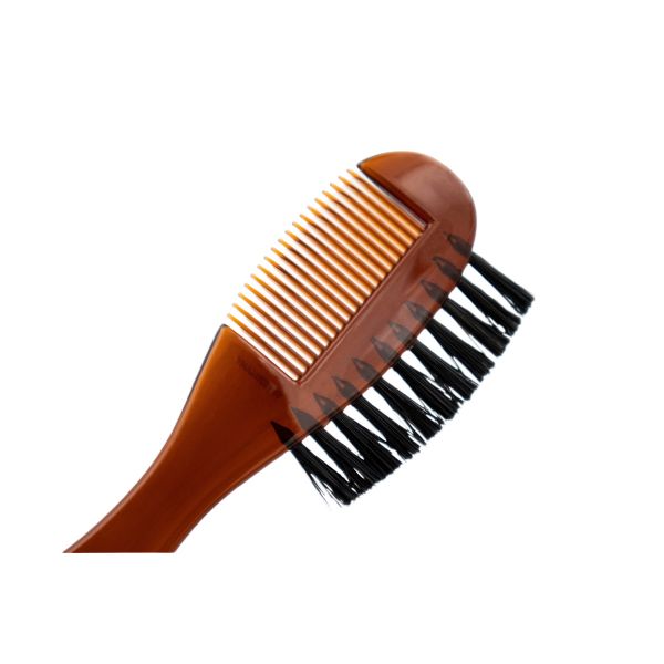 Image of DV-10361 Beard Comb + Brush, Combs, brown acrylic and boar bristles-3