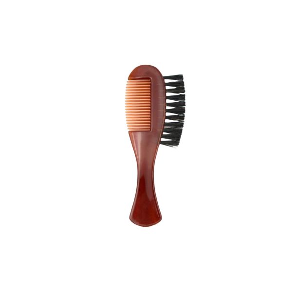 Image of DV-10361 Beard Comb + Brush, Combs, brown acrylic and boar bristles-0