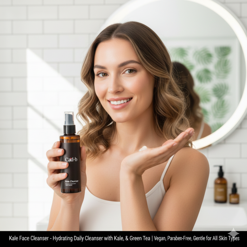 Image of Kale Face Cleanser – Hydrating Daily Cleanser with Kale, Aloe & Green Tea | Vegan, Paraben-Free, Gentle for All Skin Types