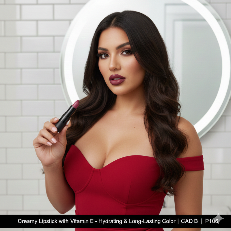 Image of Creamy Lipstick with Vitamin E - Hydrating & Long-Lasting Color | CAD B | P106