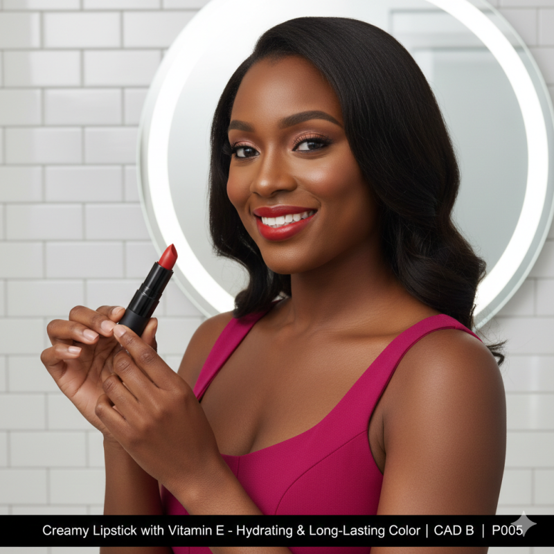 Image of Creamy Lipstick with Vitamin E - Hydrating & Long-Lasting Color | CAD B | P005
