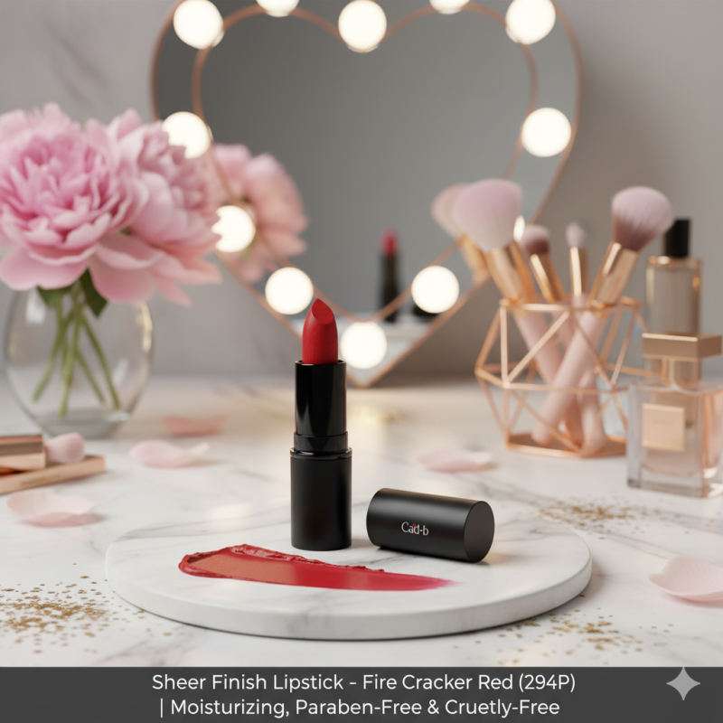Image of Sheer Finish Lipstick – Fire Cracker Red (294P) | Moisturizing, Paraben-Free & Cruelty-Free