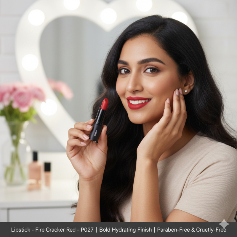 Image of Lipstick – Fire Cracker Red – P027 | Bold Hydrating Finish | Paraben-Free & Cruelty-Free