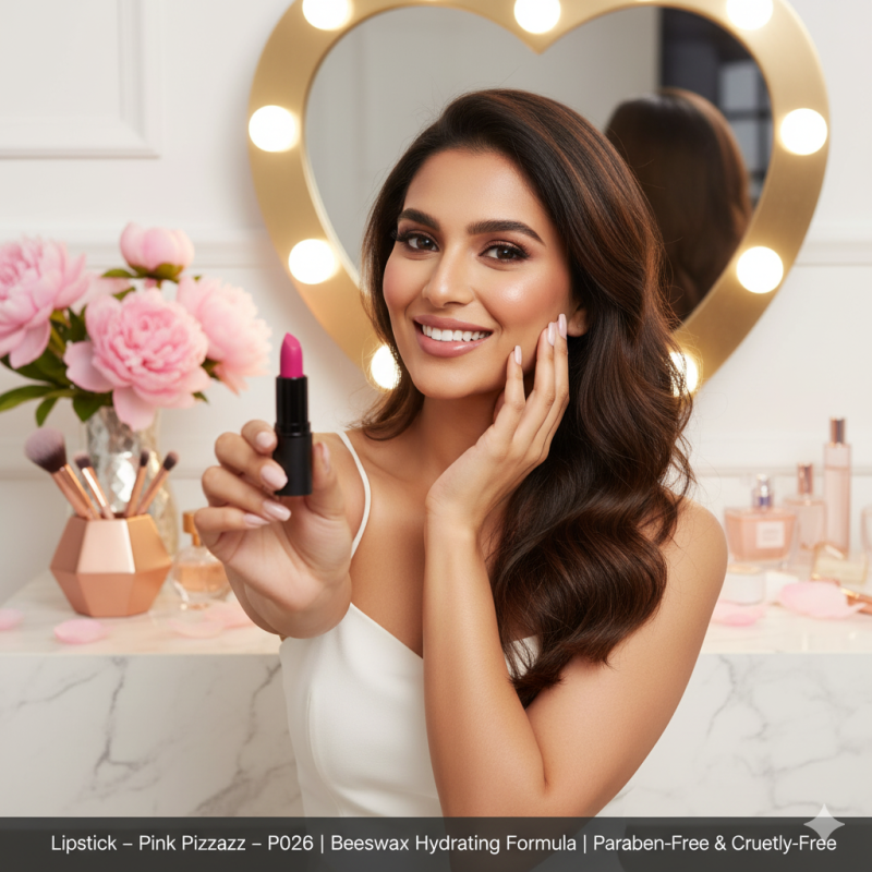 Image of Lipstick – Pink Pizzazz – P026 | Beeswax Hydrating Formula | Paraben-Free & Cruelty-Free