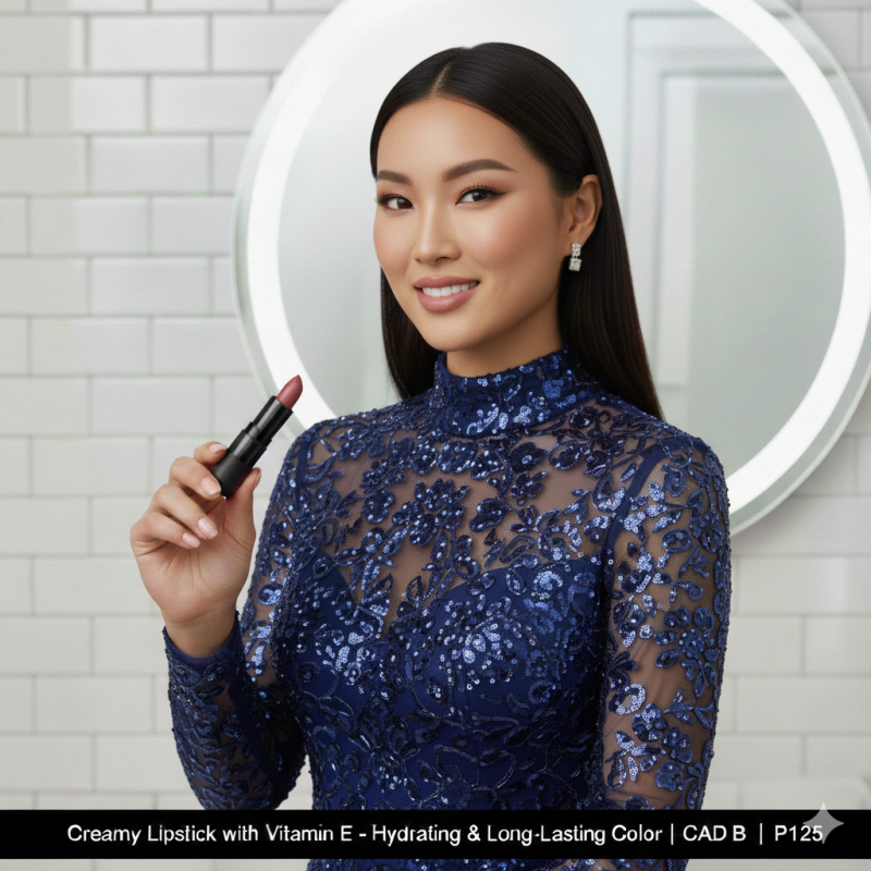 Image of Creamy Lipstick with Vitamin E | Hydrating & Long-Lasting Color | CAD B | P125