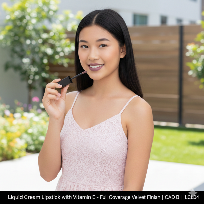 Image of Liquid Cream Lipstick with Vitamin E - Full Coverage Velvet Finish | CAD B | LCL04