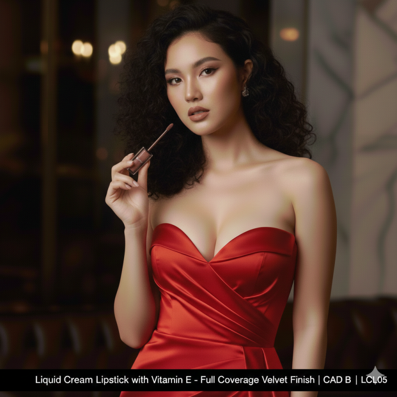 Image of Liquid Cream Lipstick with Vitamin E - Full Coverage Velvet Finish | CAD B | LCL05
