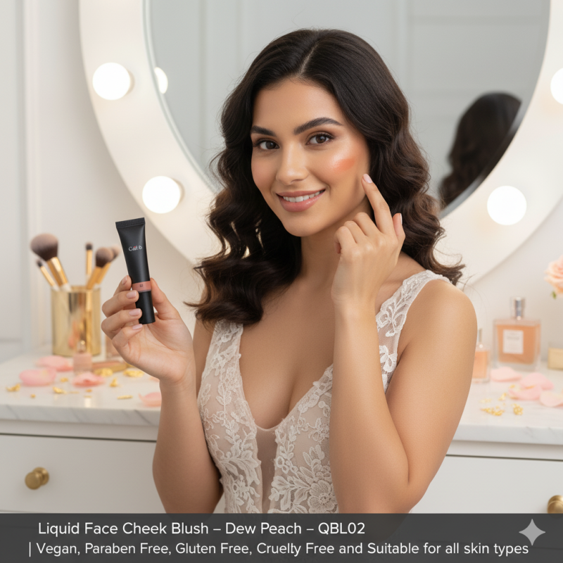 Image of Liquid Face Cheek Blush - Dew Peach - QBL02 | Vegan, Paraben Free, Gluten Free, Cruelty Free and Suitable for all skin types