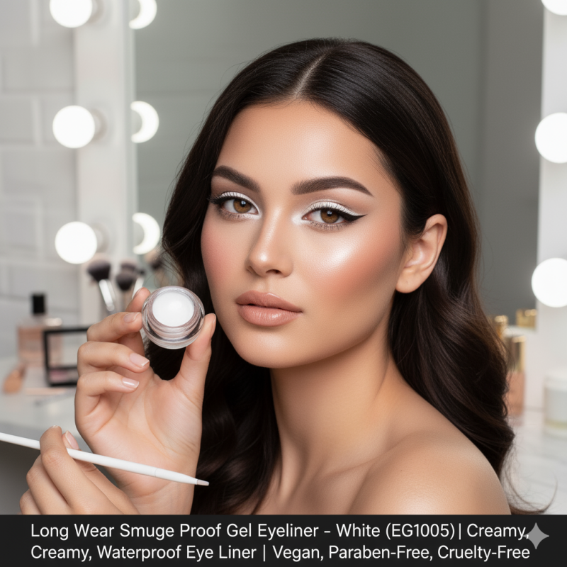 Image of Long Wear Smudge Proof Gel Eyeliner – White (EG1005) | Creamy, Waterproof Eye Liner | Vegan, Paraben-Free, Cruelty-Free
