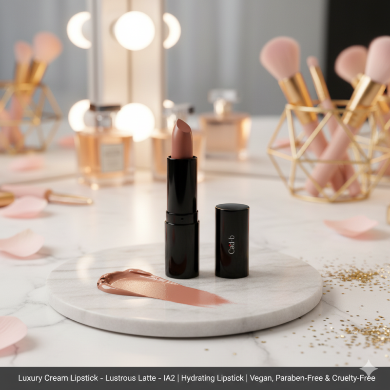 Image of Luxury Cream Lipstick – Lustrous Latte – IA2 | Hydrating Nude Lipstick | Vegan, Paraben-Free & Cruelty-Free