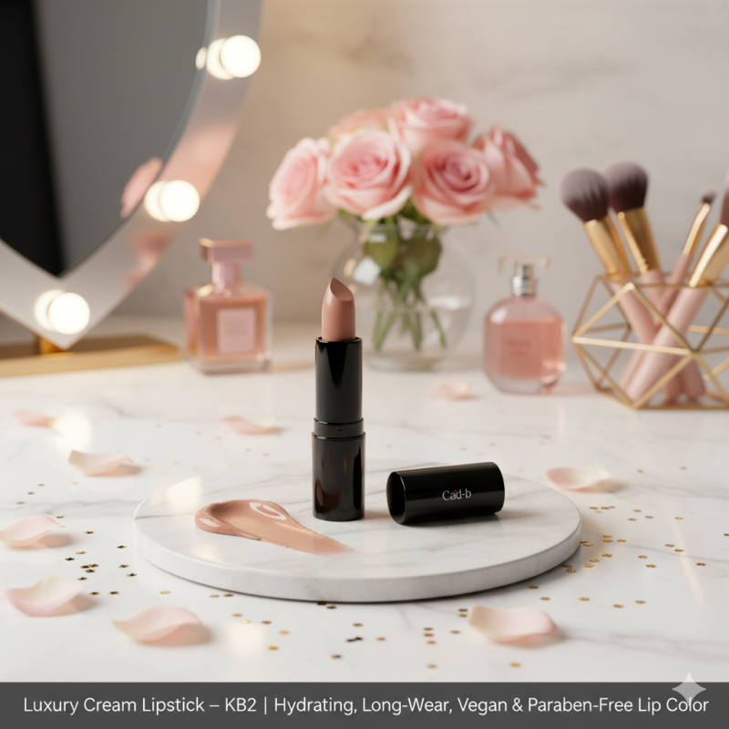 Image of Luxury Cream Lipstick – Naughty Nude – KB2 | Hydrating, Long-Wear, Vegan & Paraben-Free Lip Color