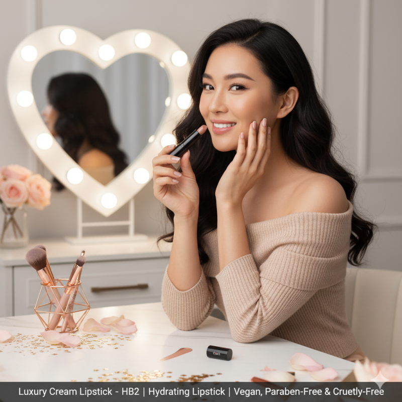 Image of Luxury Cream Lipstick – Next to Nude – HB2 | Hydrating Nude Lipstick | Vegan, Paraben-Free & Cruelty-Free
