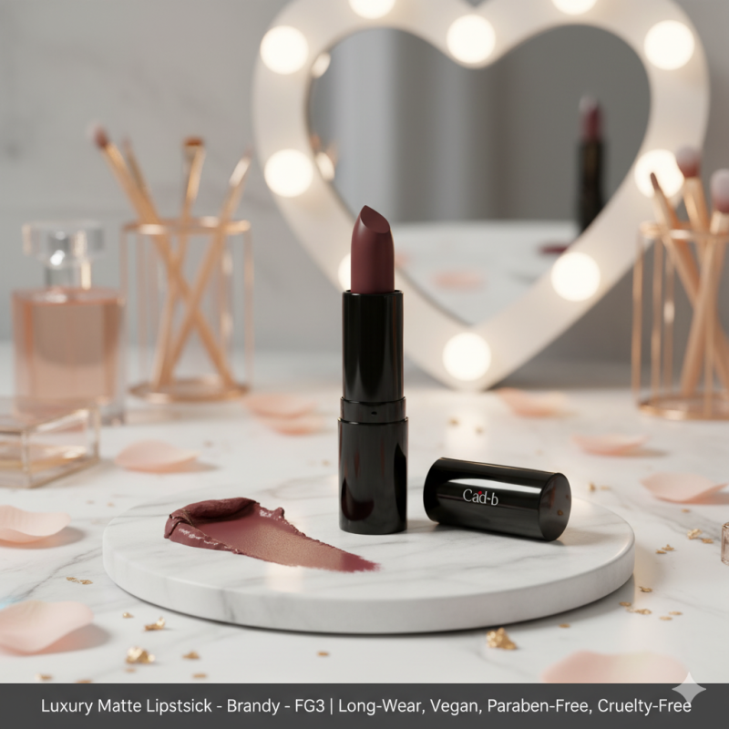 Image of Luxury Matte Lipstick – Brandy – FG3 | Long-Wear, Vegan, Paraben-Free, Cruelty-Free