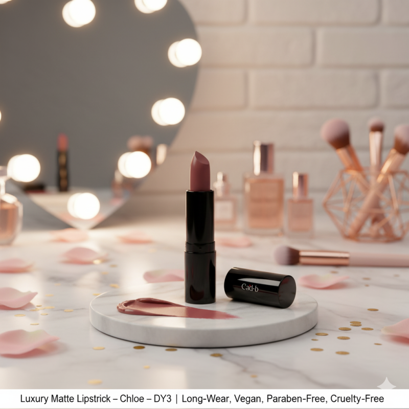Image of Luxury Matte Lipstick – Chloe – DY3 | Long-Wear, Vegan, Paraben-Free, Cruelty-Free